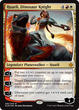 Ixalan Planeswalker Deck promo - Huatli, Dinosaur Knight