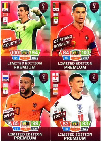 Sběratelské fotbalové karty World Cup Quatar Limited Edition Premium karty