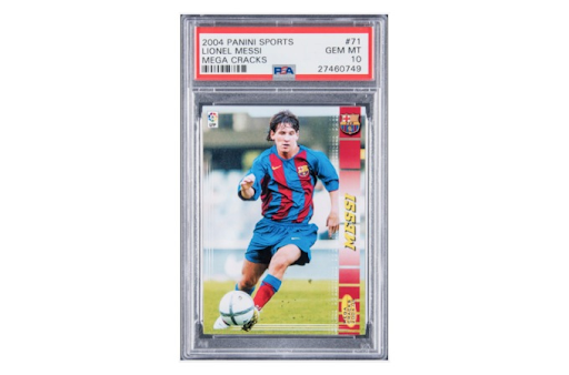 5. karta Lionel Messi 2004 Panini Sports verze Mega Cracks