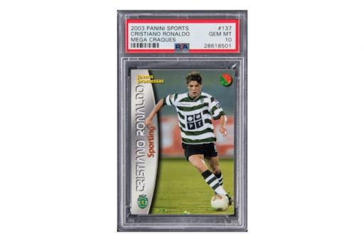 6. karta Cristiano Ronaldo 2003 Panini Sports verze Mega Craques