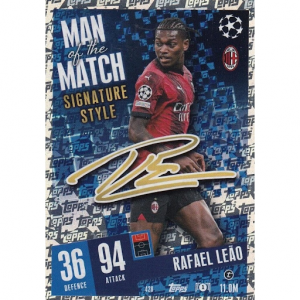 Sberatelske fotbalove karty Match Attax Extra Rainbow Foil Signature Styles Rafael Leao