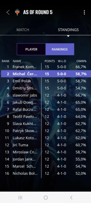 13 kolo 5 standings