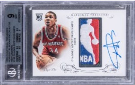 5. misto - 2013-14 National Treasures Giannis Antetokounmpo Horizontal Rookie Patch Autograph 130